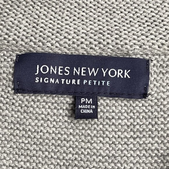 Jones New York Knit Cardigan PM Grey Black Ombre Sweater 100% Cotton Office Work - Picture 7 of 11